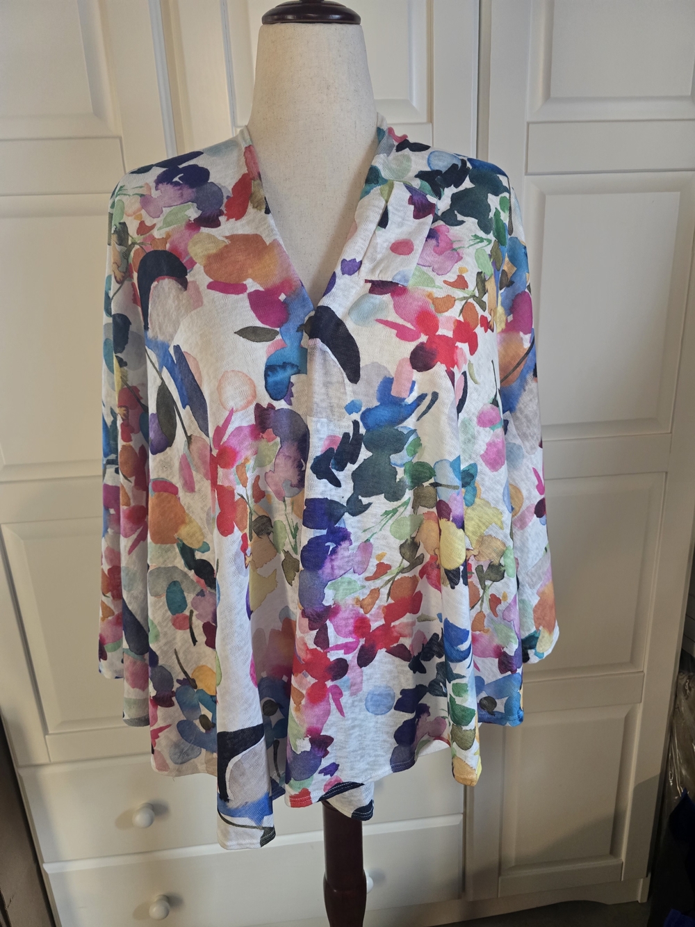 Multi-Color Floral Open Front Women's Cardigan Jacket - Picture 2 of 4